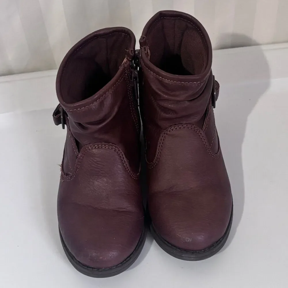 OshKosh B'gosh Girls Size 8 Brown Slouchy Ankle Boots Side Buckle